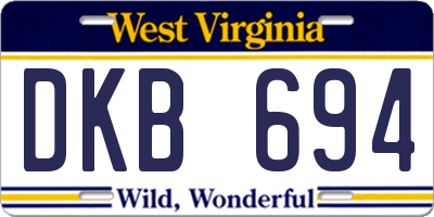 WV license plate DKB694