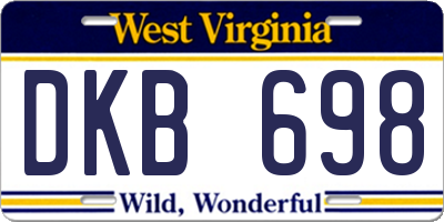 WV license plate DKB698