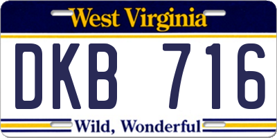 WV license plate DKB716