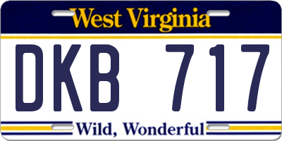 WV license plate DKB717