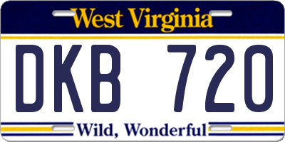 WV license plate DKB720