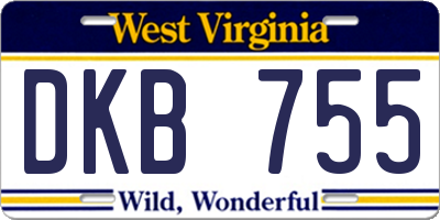 WV license plate DKB755