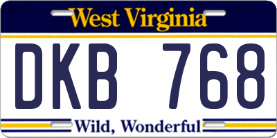 WV license plate DKB768