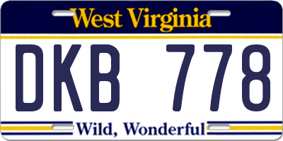 WV license plate DKB778