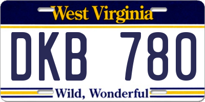 WV license plate DKB780