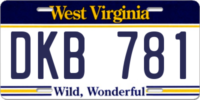WV license plate DKB781