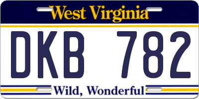 WV license plate DKB782