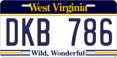 WV license plate DKB786
