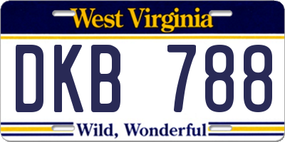 WV license plate DKB788