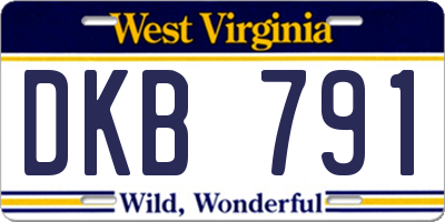 WV license plate DKB791