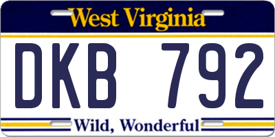 WV license plate DKB792