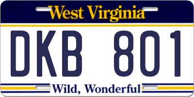 WV license plate DKB801