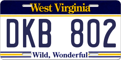 WV license plate DKB802