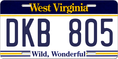 WV license plate DKB805