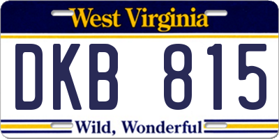 WV license plate DKB815