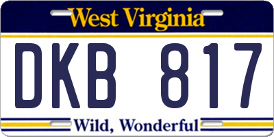 WV license plate DKB817