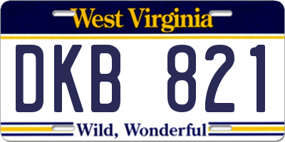 WV license plate DKB821