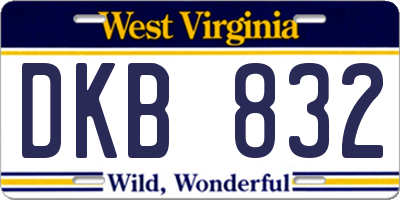 WV license plate DKB832