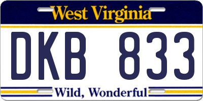 WV license plate DKB833