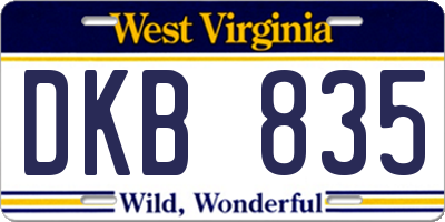 WV license plate DKB835