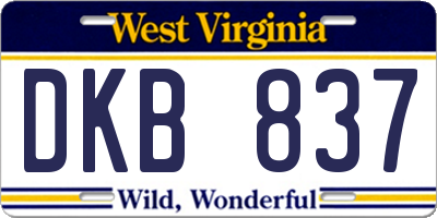 WV license plate DKB837