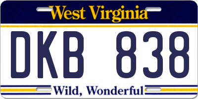 WV license plate DKB838