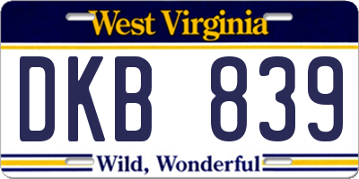 WV license plate DKB839