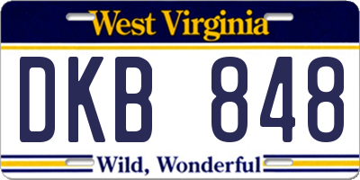 WV license plate DKB848