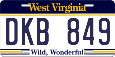WV license plate DKB849