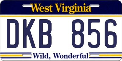 WV license plate DKB856