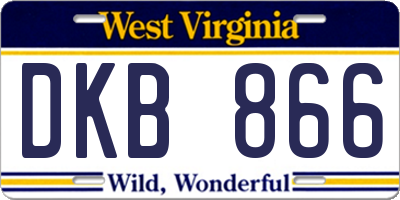 WV license plate DKB866