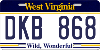 WV license plate DKB868