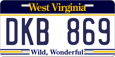 WV license plate DKB869