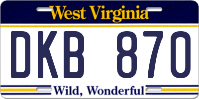 WV license plate DKB870