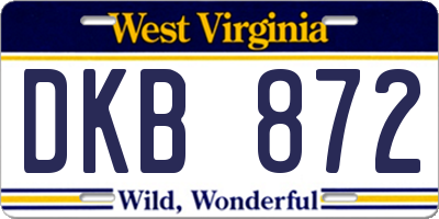 WV license plate DKB872