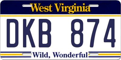 WV license plate DKB874