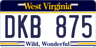 WV license plate DKB875