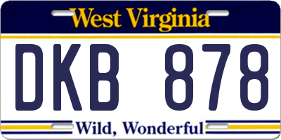 WV license plate DKB878