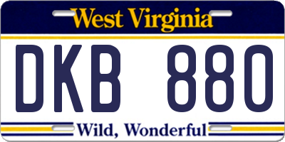 WV license plate DKB880