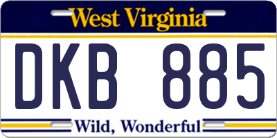 WV license plate DKB885