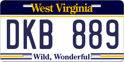 WV license plate DKB889