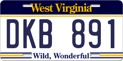 WV license plate DKB891