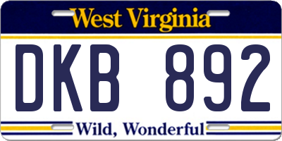 WV license plate DKB892