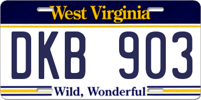 WV license plate DKB903