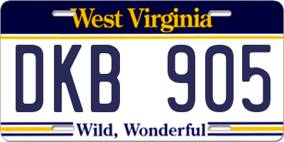 WV license plate DKB905