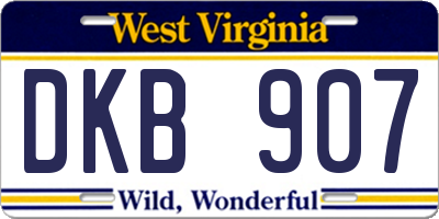WV license plate DKB907