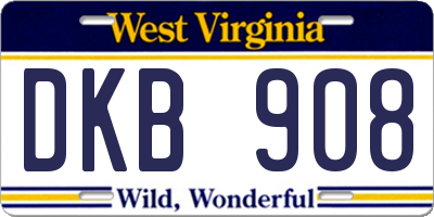 WV license plate DKB908