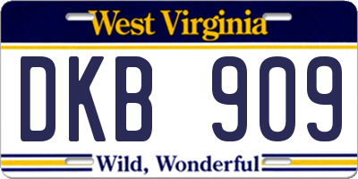 WV license plate DKB909