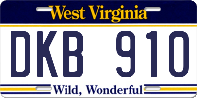 WV license plate DKB910
