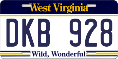 WV license plate DKB928